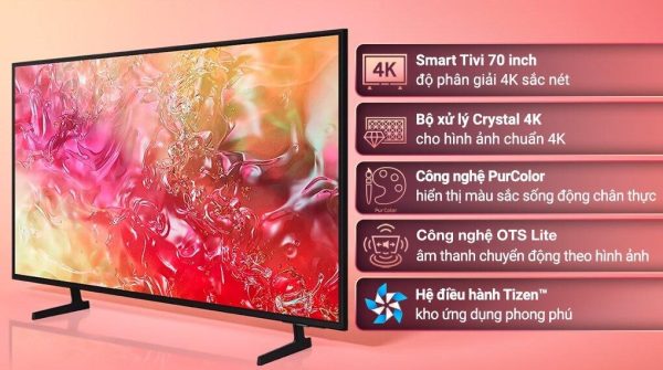 Smart Tivi Crystal UHD Samsung 4K 70 inch UA70DU7000 - Ảnh 4